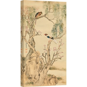 Cuadro japoneses en canvas. Anónimo, Pájaros en ramas florecientes