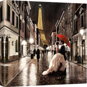 Cuadro romantico en canvas. Pierre Benson, Un beso en Paris (detalle)