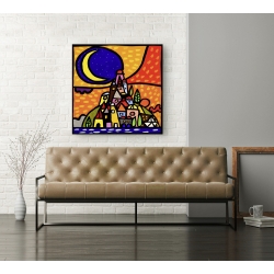 Wall art print and canvas. Wallas, Moon on a hill