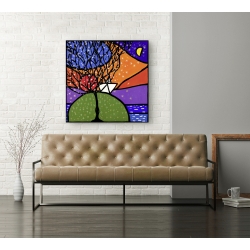 Wall art print and canvas. Wallas, The small ship on the hill