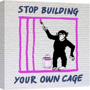 Quadro, stampa su tela. Masterfunk Collective, Chimp in Cage