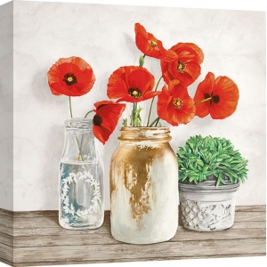 Tableau fleurs. Composition floral dans des vases Mason Jars II