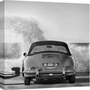 Quadro, stampa su tela. Gasoline Images, Ocean Waves Breaking on Vintage Beauties (BW dettaglio 1)