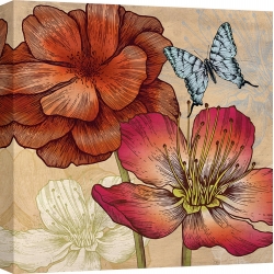 Cuadros botanica en canvas. Eve C. Grant, Flores y mariposas (detalle)