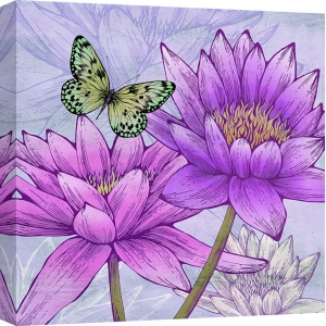 Leinwandbilder. Eve C. Grant, Seerosen und Schmetterlinge (detail)