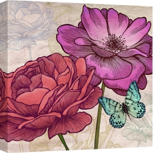 Leinwandbilder. Eve C. Grant, Rosen und Schmetterlinge (detail)