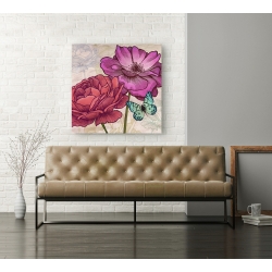 Wall art print and canvas. Eve C. Grant, Roses and butterflies (detail)