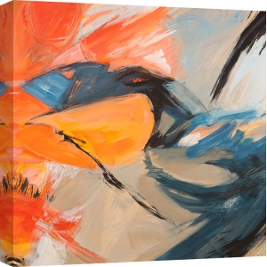 Cuadro abstracto moderno en canvas. Jim Stone, Oranges & Blues (detalle)