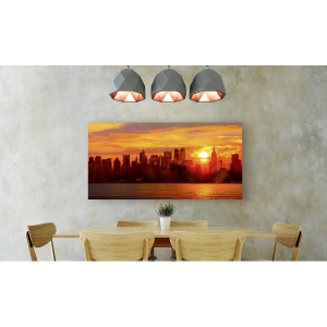 Wall art print and canvas. Shaun Green, Sunset over Manhattan