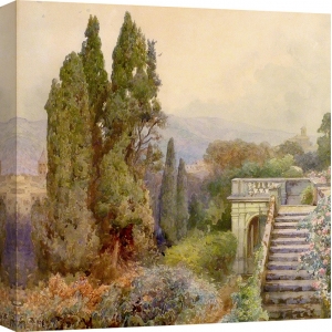 Tableau sur toile. Ettore Roesler-Franz, Terrazza di Villa d'Este, Tivoli