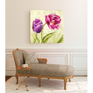 Tableau floral sur toile. Silvia Mei, Tulipes qui dansent (détail)
