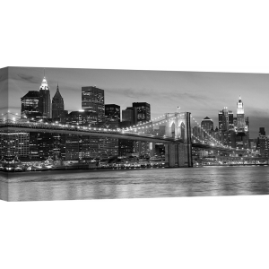 Quadro, stampa su tela. Il Ponte di Brooklyn di notte