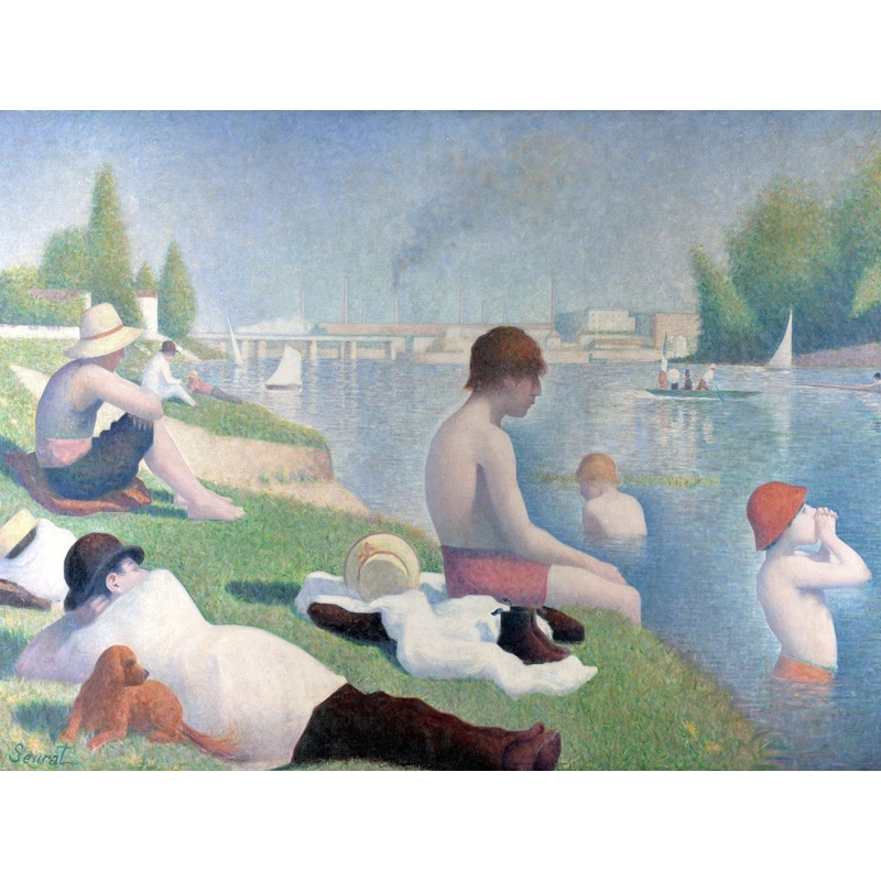 Wall art print and canvas. Georges Seurat, Bathers at Asnieres (detail)