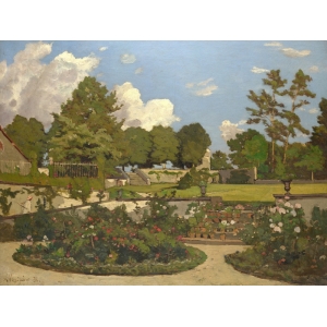 Quadro, stampa su tela. Henri-Joseph Harpignies, Il giardino dell'artista a Saint-Privé