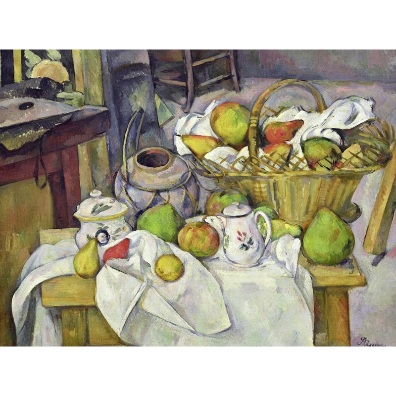 Cuadro famoso en canvas. Cezanne, Naturaleza muerta con cesta