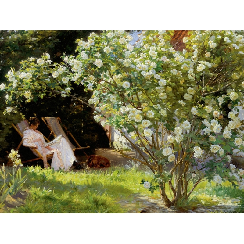 Quadro, stampa su tela. Peder Severin Krøyer, Seduta nel giardino delle rose