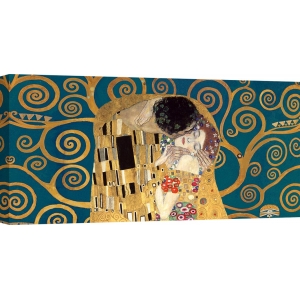 Tableau sur toile. Gustav Klimt, Le baiser, détail (blue)