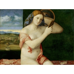 Quadro, stampa su tela. Giovanni Bellini, Giovane donna allo specchio