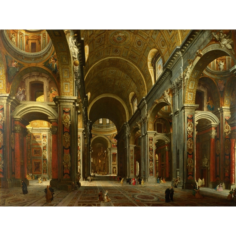 Wall art print and canvas. Giovanni Paolo Panini, The interior of St Peter's, Rome