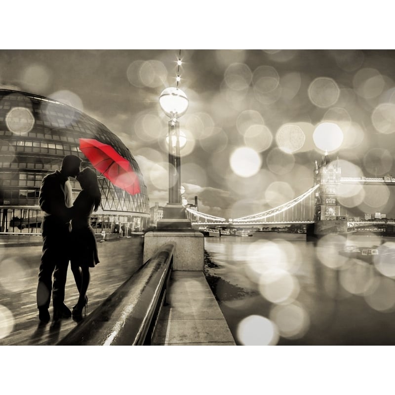 Wall art print and canvas. Dianne Loumer, Kissing in London (detail, BW)