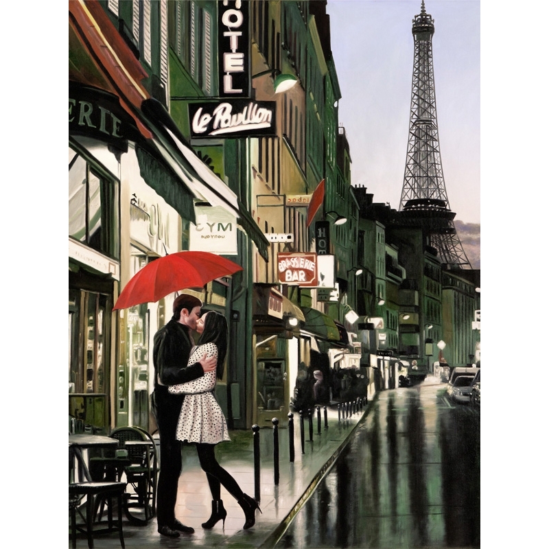 Wall art print and canvas. Pierre Benson, Romance in Paris (detail)