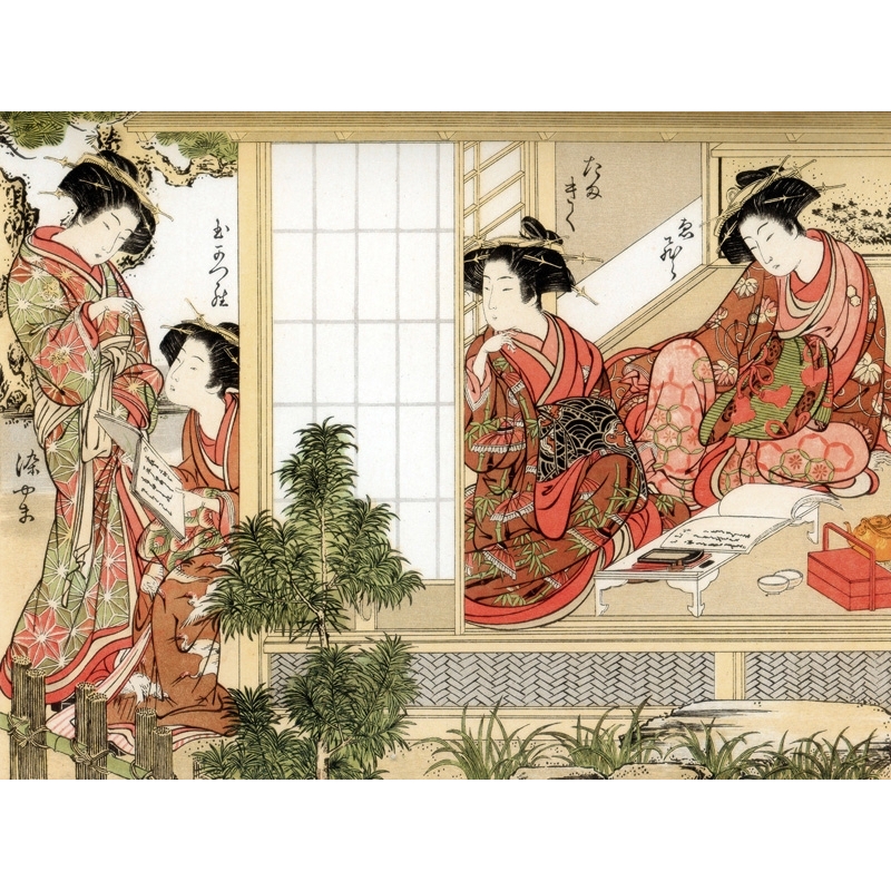 Leinwandbilder Japanische Kunst. Shunsho, Japanese Beauties, 1776