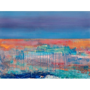 Abstrakte Leinwandbilder in Blau. Italo Corrado, Evening Reflections