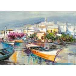 Cuadros de barcos en canvas. Florio, Puerto mediterraneo