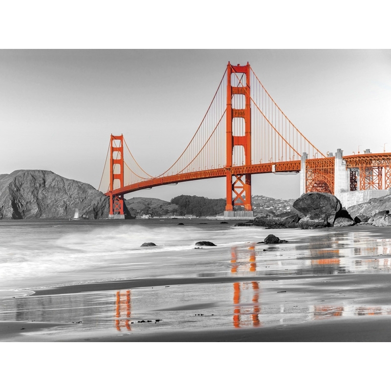 Quadro, stampa su tela. Baker beach e Golden Gate Bridge, San Francisco