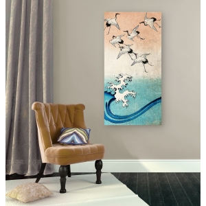 Wall art print and canvas. Ando Hiroshige, Cranes Flying (detail)