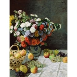 Quadro, stampa su tela. Claude Monet, Natura morta con fiori e frutta