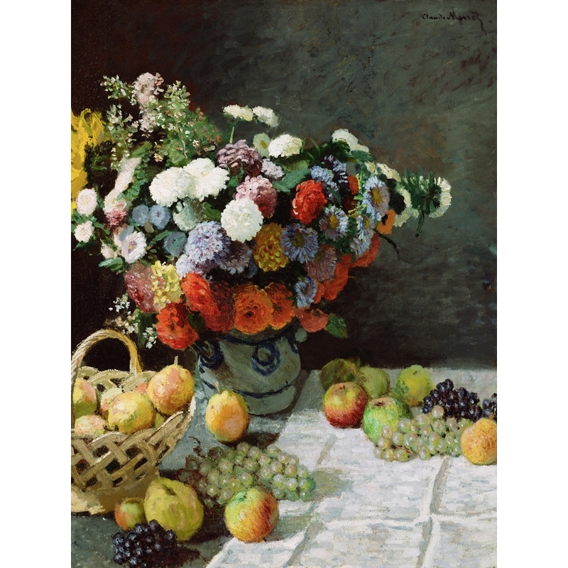 Leinwandbilder. Claude Monet, Stillleben mit Blumen und Früchten