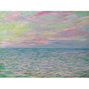 Tableau sur toile. Claude Monet, Coucher de soleil à Pourville