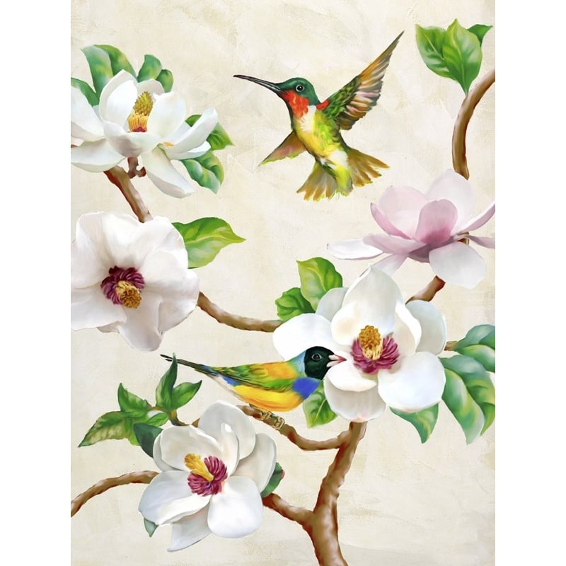 Opaco dolor de muelas habilidad Cuadros de flores modernos en canvas. Terry Wang, Magnolia con pájaros