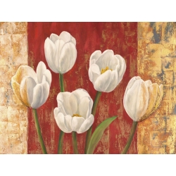 Quadro, stampa su tela. Jenny Thomlinson, Tulips on Royal Red