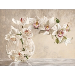 Quadro, stampa su tela. Remy Dellal, Vaso di orchidee