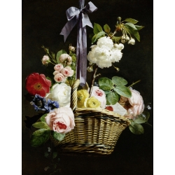 Wall art print and canvas. Antoine Berjon, A Romantic Basket of Flowers