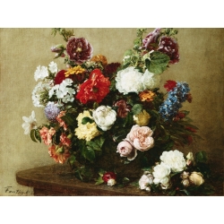 Tableau sur toile. Henri Fantin-Latour, Bouquet de fleurs assorties