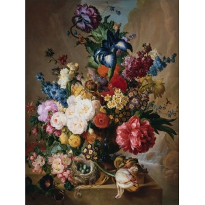 Tableau sur toile. Jan Van Os, Coquelicots, pivoines et fleurs