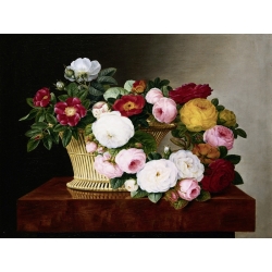 Cuadros bodegones en canvas. Johan Laurentz Jensen, Bodegón con rosas