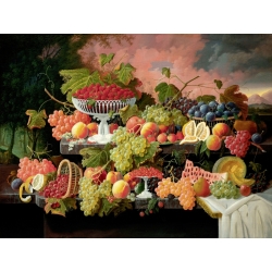 Tableau sur toile. Severin Roesen, Nature morte avec fruits