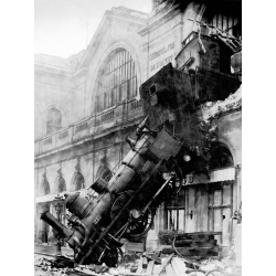 Quadro, stampa su tela. Incidente ferroviario della stazione di Parigi Montparnasse, 1895