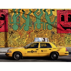Quadro, stampa su tela. Michel Setboun, Taxi e graffiti, New York