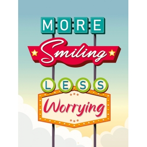 Cuadro pop en canvas. Steven Hill, More smiling less worrying