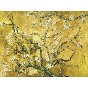Wall art print and canvas. Vincent van Gogh, Van Gogh Deco – Almond blossom (gold variation)