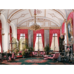 Quadro, stampa su tela. Edward Petrovich Hau, Interiors of the Winter Palace: the Raspberry Study