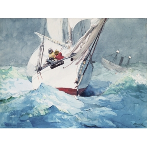Tableau sur toile. Winslow Homer, Reefing sails