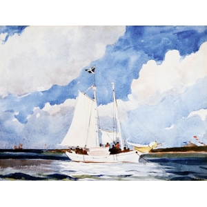 Tableau sur toile. Winslow Homer, Fishing Schooner, Nassau