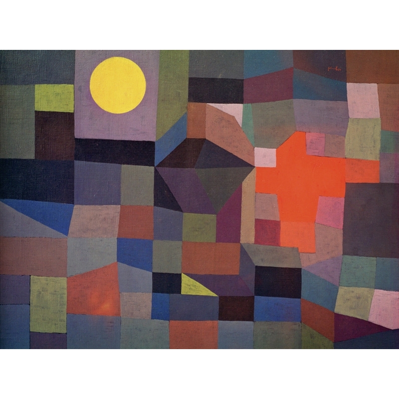 Cuadro abstracto en canvas. Paul Klee, Fire at Full Moon