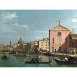 Quadro, stampa su tela. Follower of Canaletto, Il Canal Grande di fronte a Santa Croce, Venezia